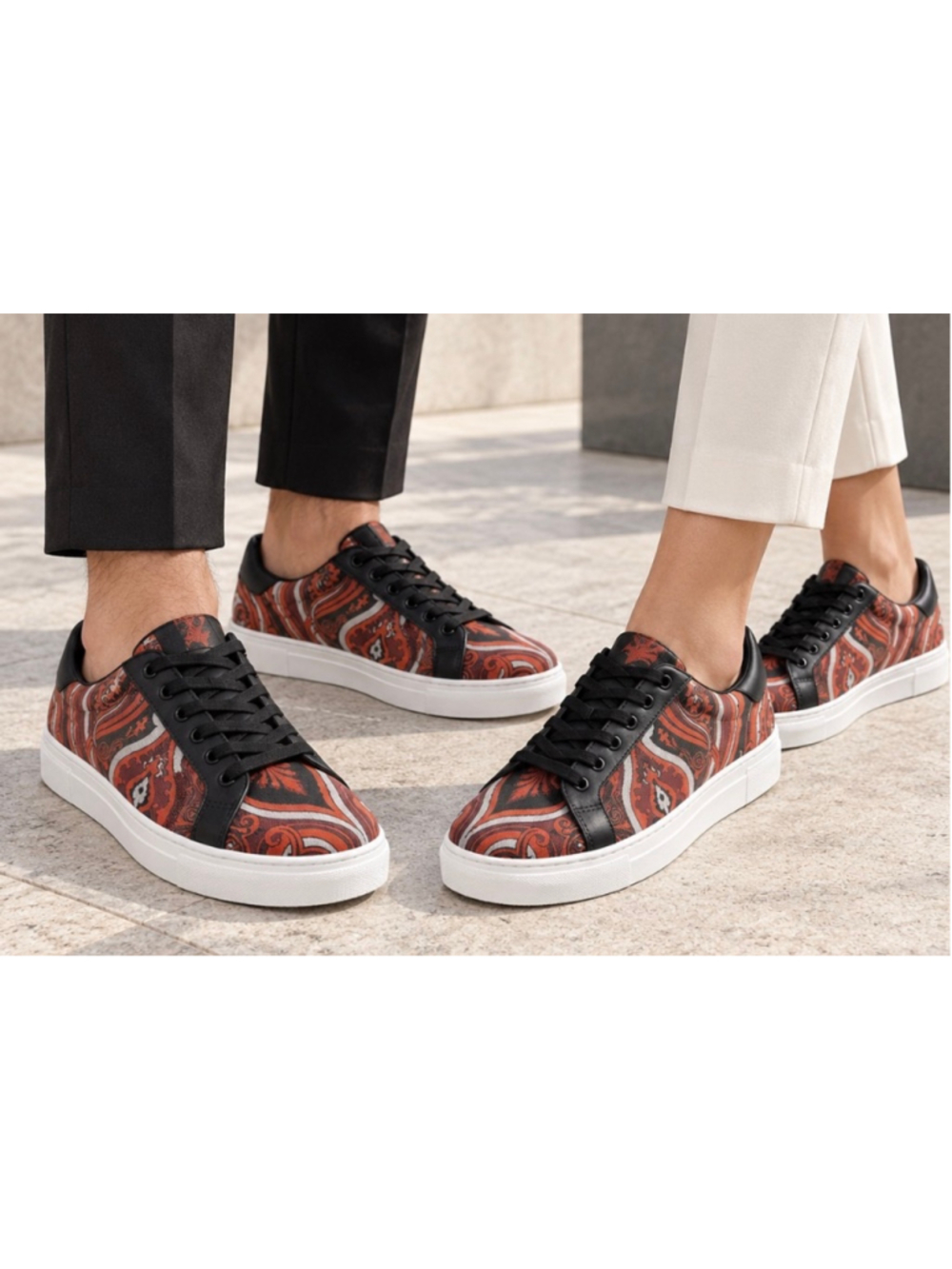 Men's Paisley Print Etro Sneakers Red and Black Size 7 New no box